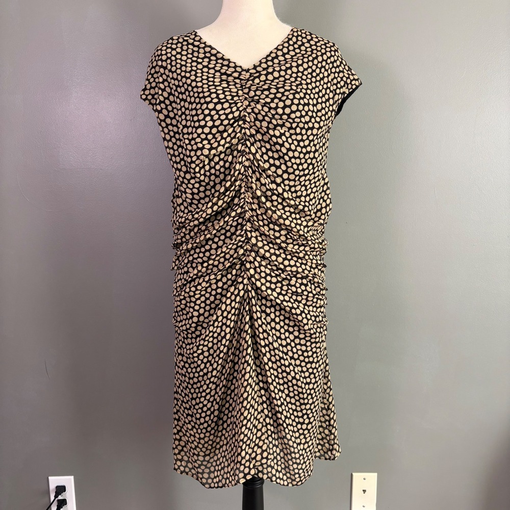 NWT Banana‎ Republic Georgette Ruched Front Mini Dress 20 Polka Dot Flirty Soft - Picture 2 of 13